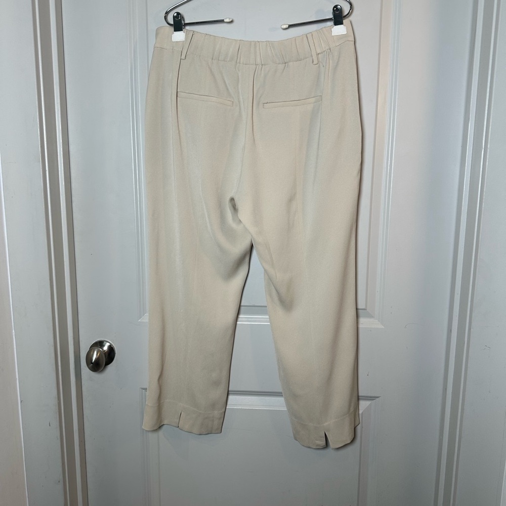 Vince Ankle Pull On Pleated Straight Leg Lightweight Cream Pants, Large - Picture 9 of 10